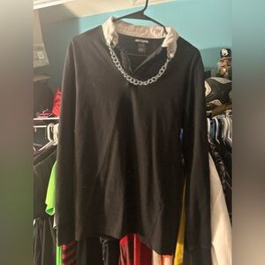 Hot Topic Long Sleeve Collared shirt with attached chain